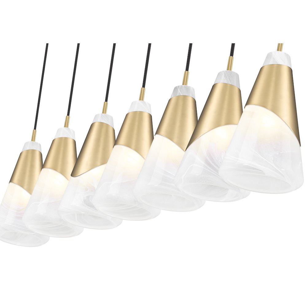Z-Lite Aimie 7 Light Linear Chandelier, Modern Gold