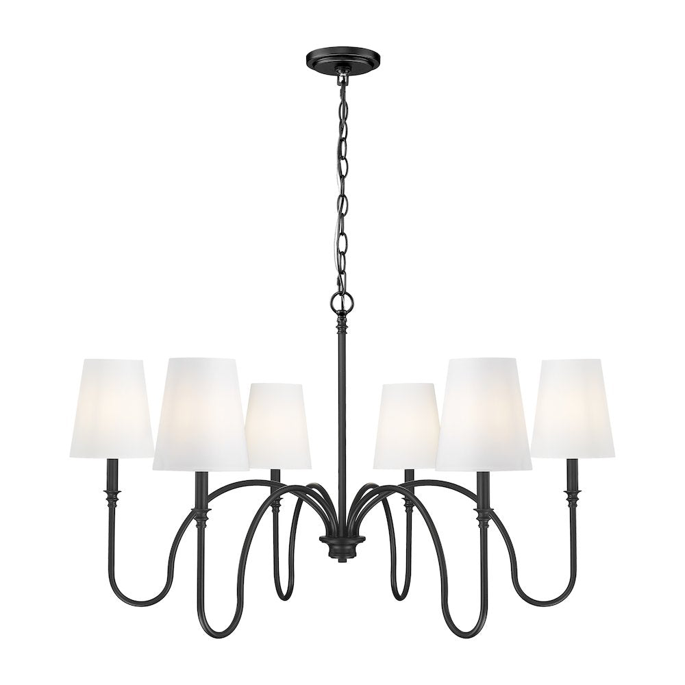Z-Lite 6 Light Chandelier, Matte Black