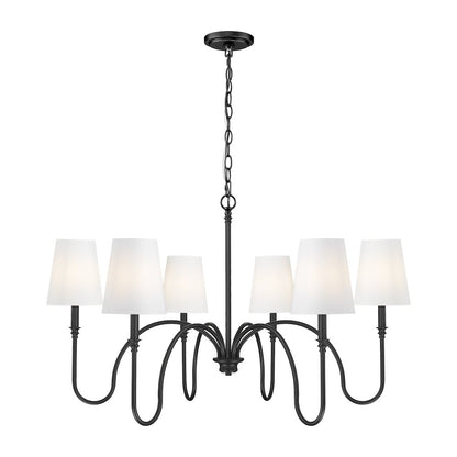 Z-Lite 6 Light Chandelier, Matte Black