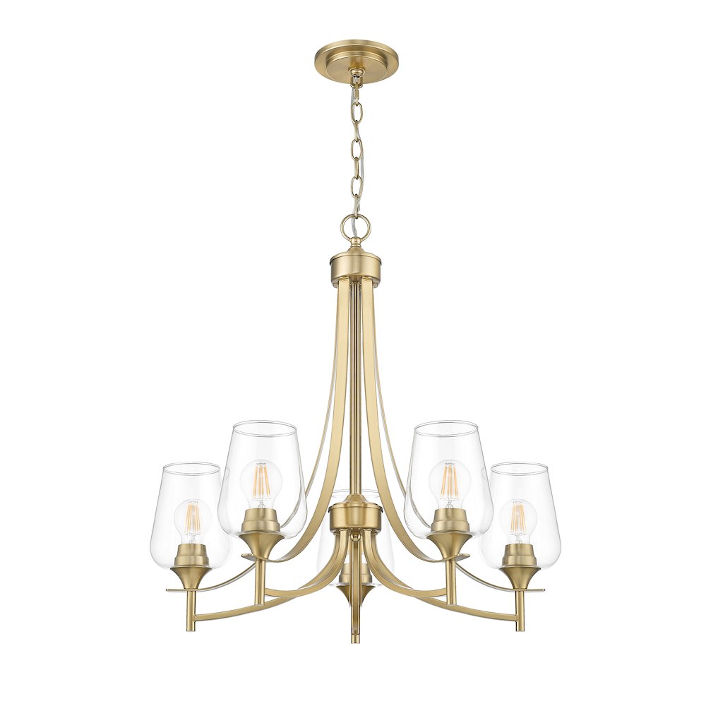 Z-Lite 5 Light Chandelier, Burnished Brass
