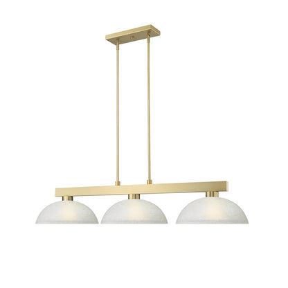 Z-Lite Cobalt 3 Light Billiard, Steel Frame, White Linen Shade Color