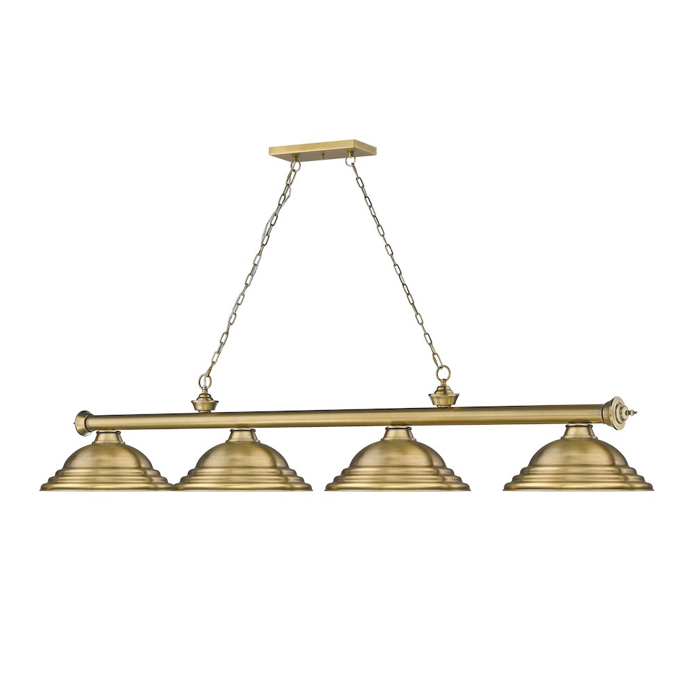 Z-Lite Cordon 4 Light Billiard, Steel Frame, Rubbed Brass Shade Color