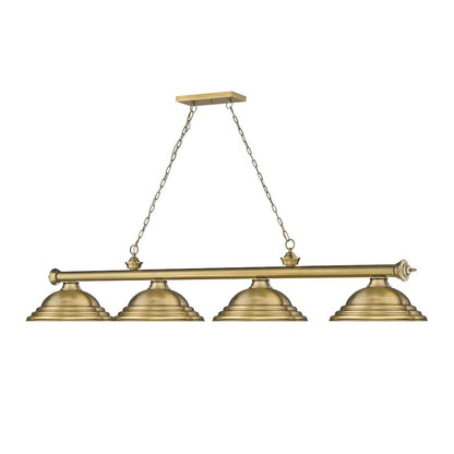 Z-Lite Cordon 4 Light Billiard, Steel Frame, Rubbed Brass Shade Color