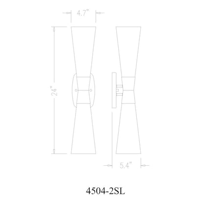 Z-Lite 2 Light Wall Sconce, Modern Gold