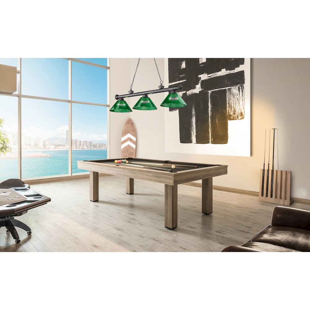 Z-Lite Cordon 3 Light Billiard, Steel Frame, Green Shade Color