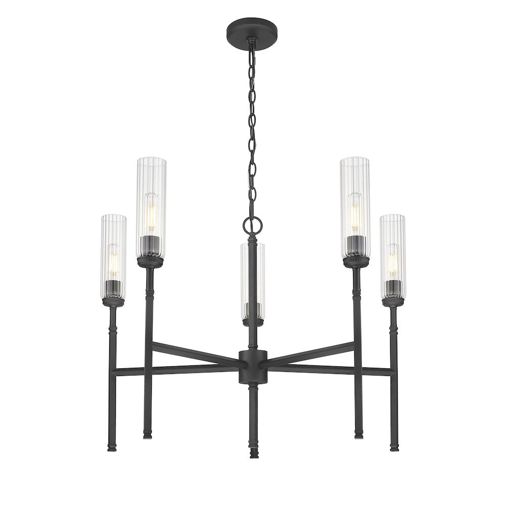 Z-Lite 5 Light Chandelier, Matte Black
