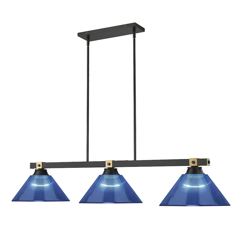 Z-Lite Bronte 3 Light Billiard, Steel Frame, Dark Blue Shade Color