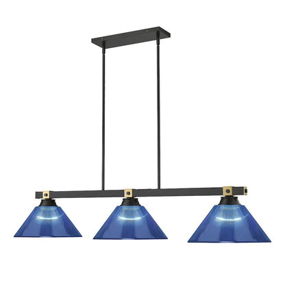 Z-Lite Bronte 3 Light Billiard, Steel Frame, Dark Blue Shade Color