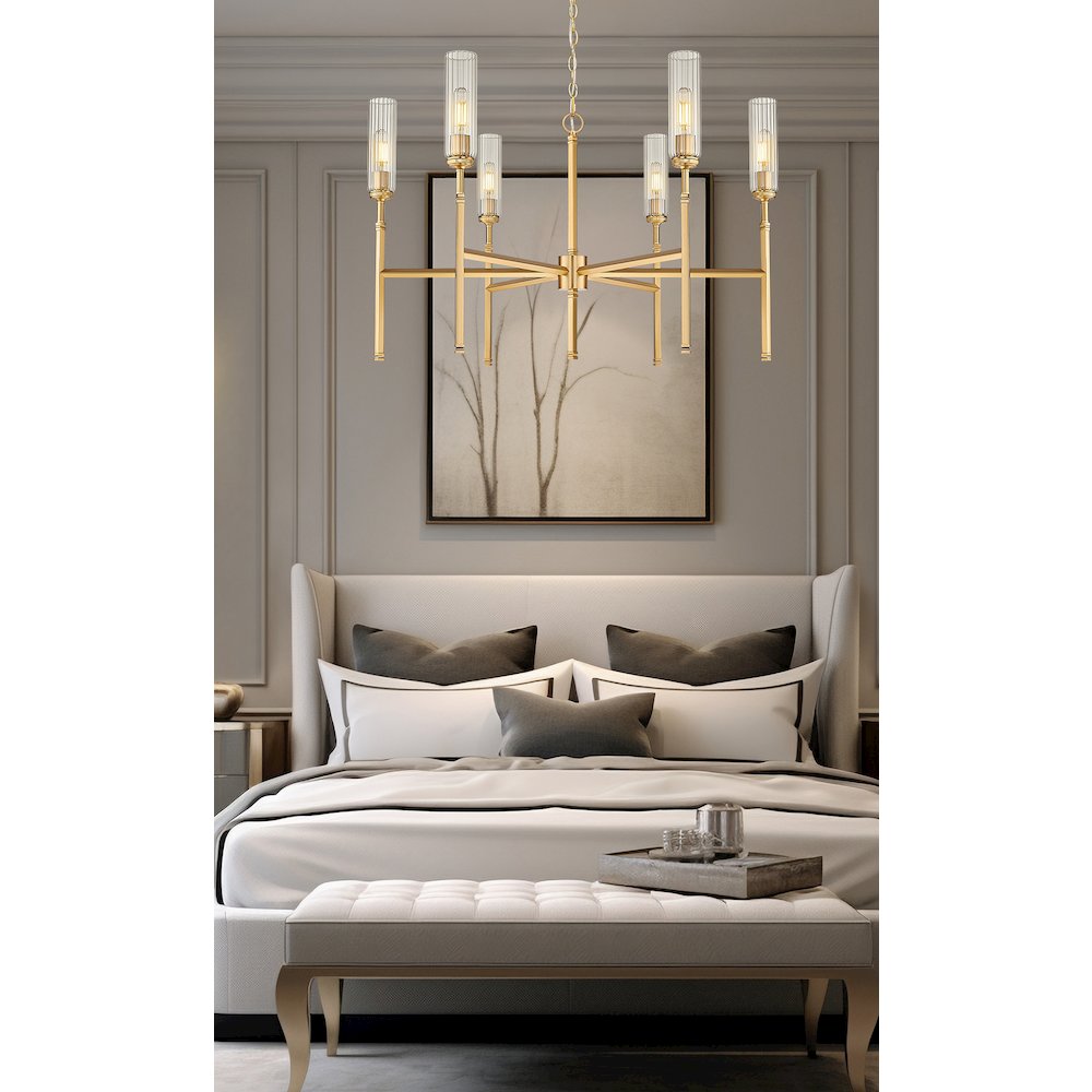 Z-Lite 6 Light Chandelier, Modern Gold