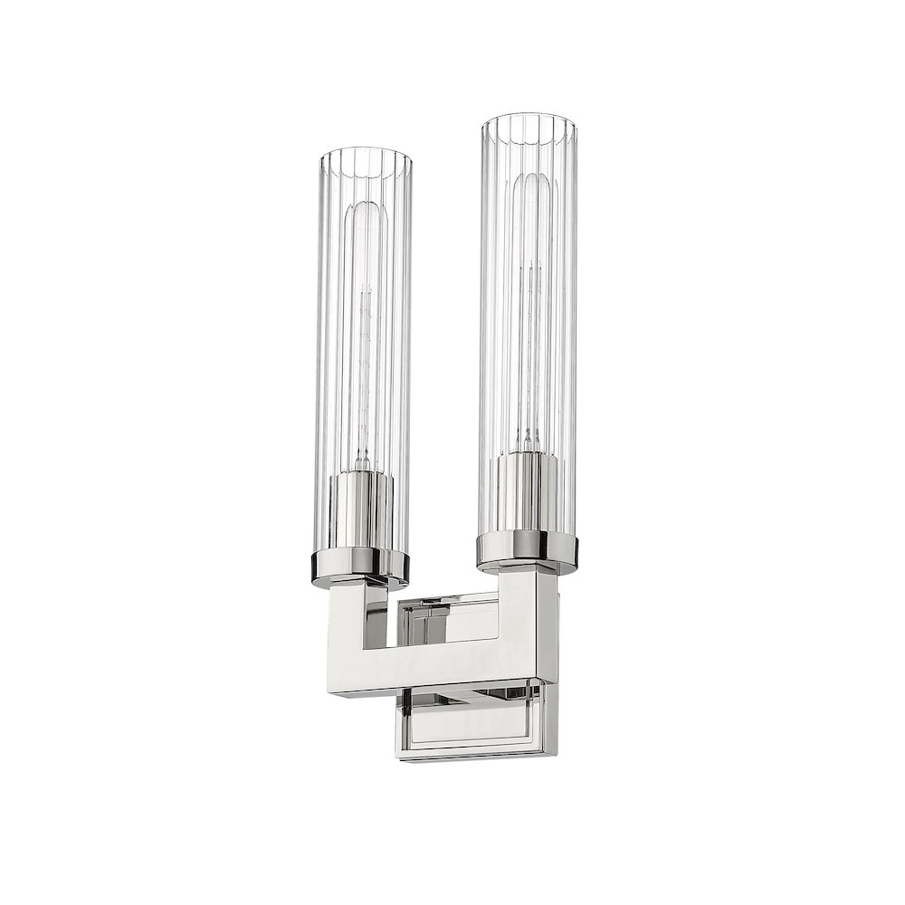 Z-Lite Beau 2 Light Wall Sconce in Polished Nickel Frame Finish