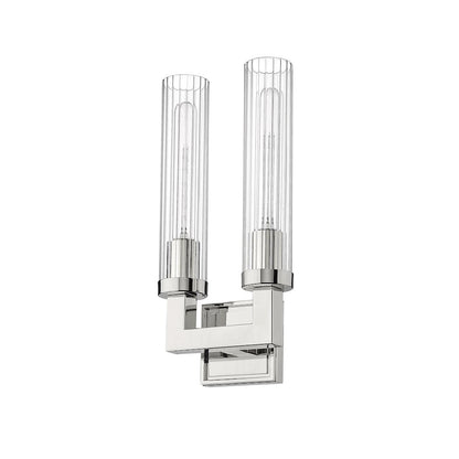 Z-Lite Beau 2 Light Wall Sconce in Polished Nickel Frame Finish