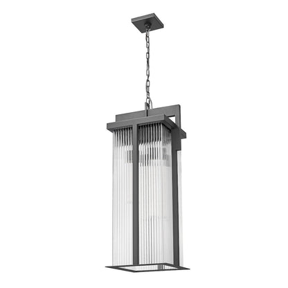 Fortis 3 Light Sand Black Outdoor Chain Mount Ceiling Fixture