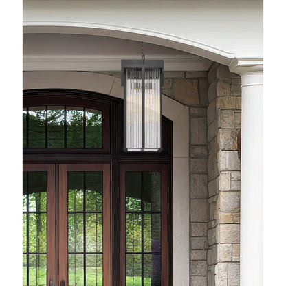 Fortis 3 Light Sand Black Outdoor Chain Mount Ceiling Fixture