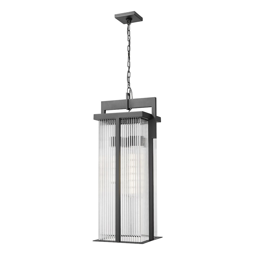 Fortis 3 Light Sand Black Outdoor Chain Mount Ceiling Fixture