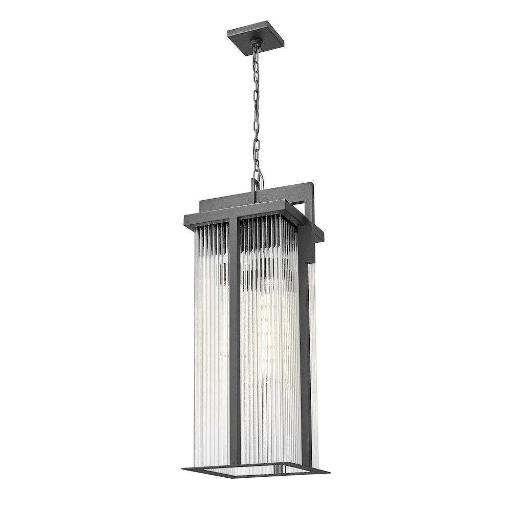 Fortis 3 Light Sand Black Outdoor Chain Mount Ceiling Fixture