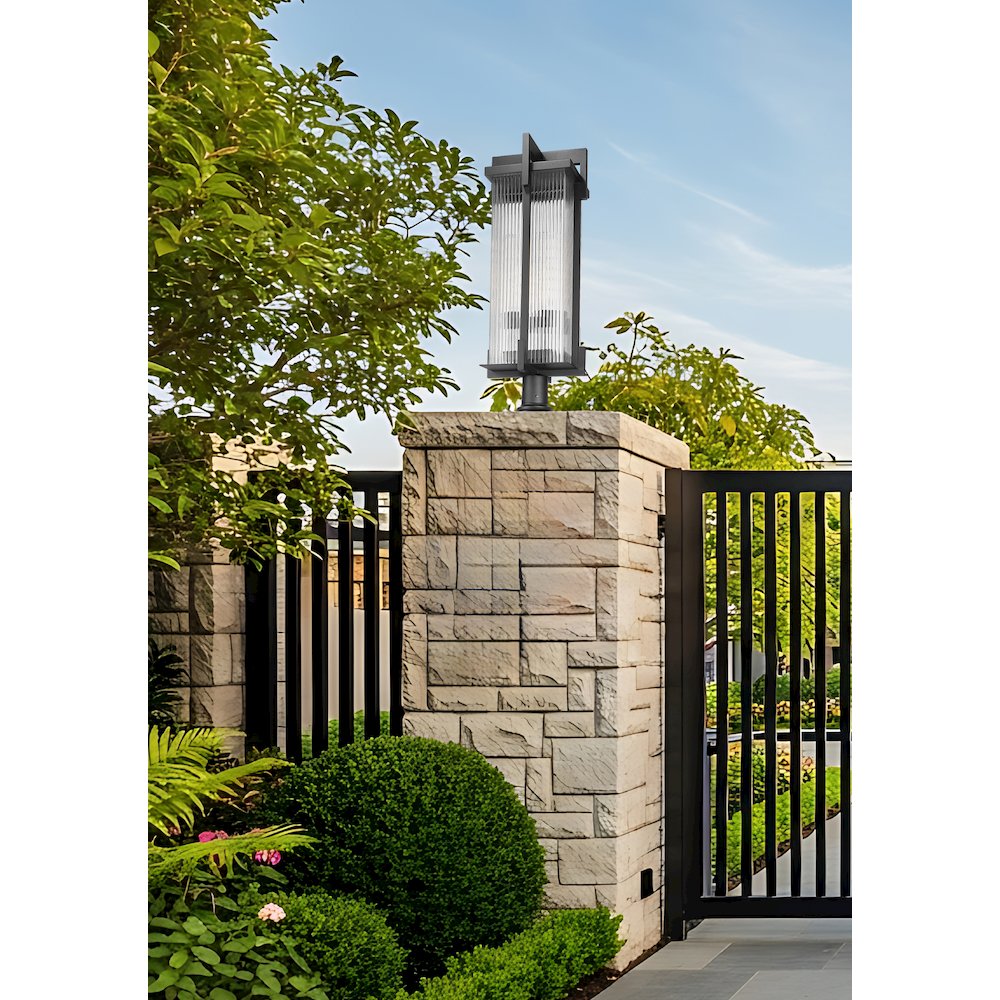 Fortis 3 Light Sand Black Outdoor Pier Mounted Fixture