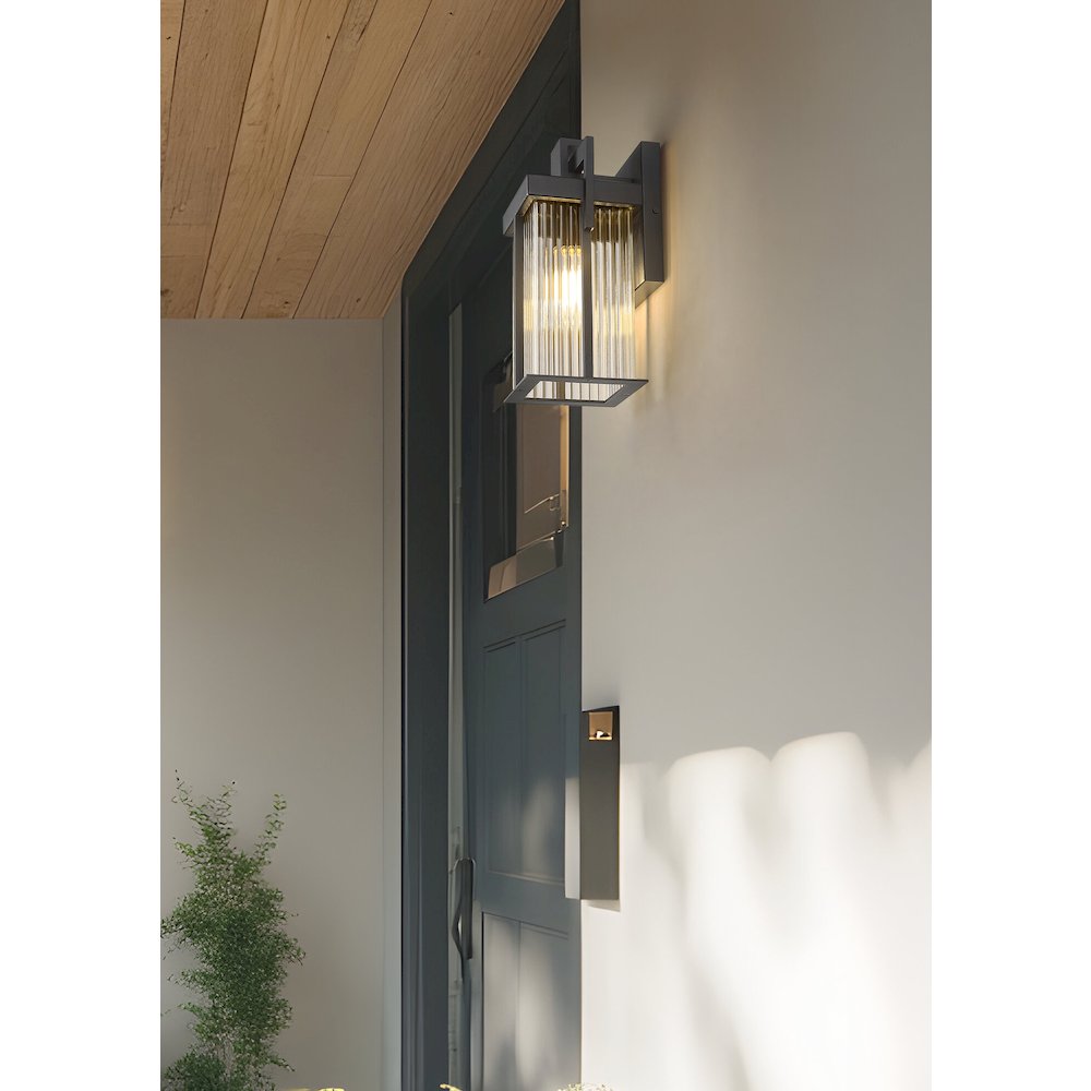 Fortis 1 Light Sand Black Outdoor Wall Light