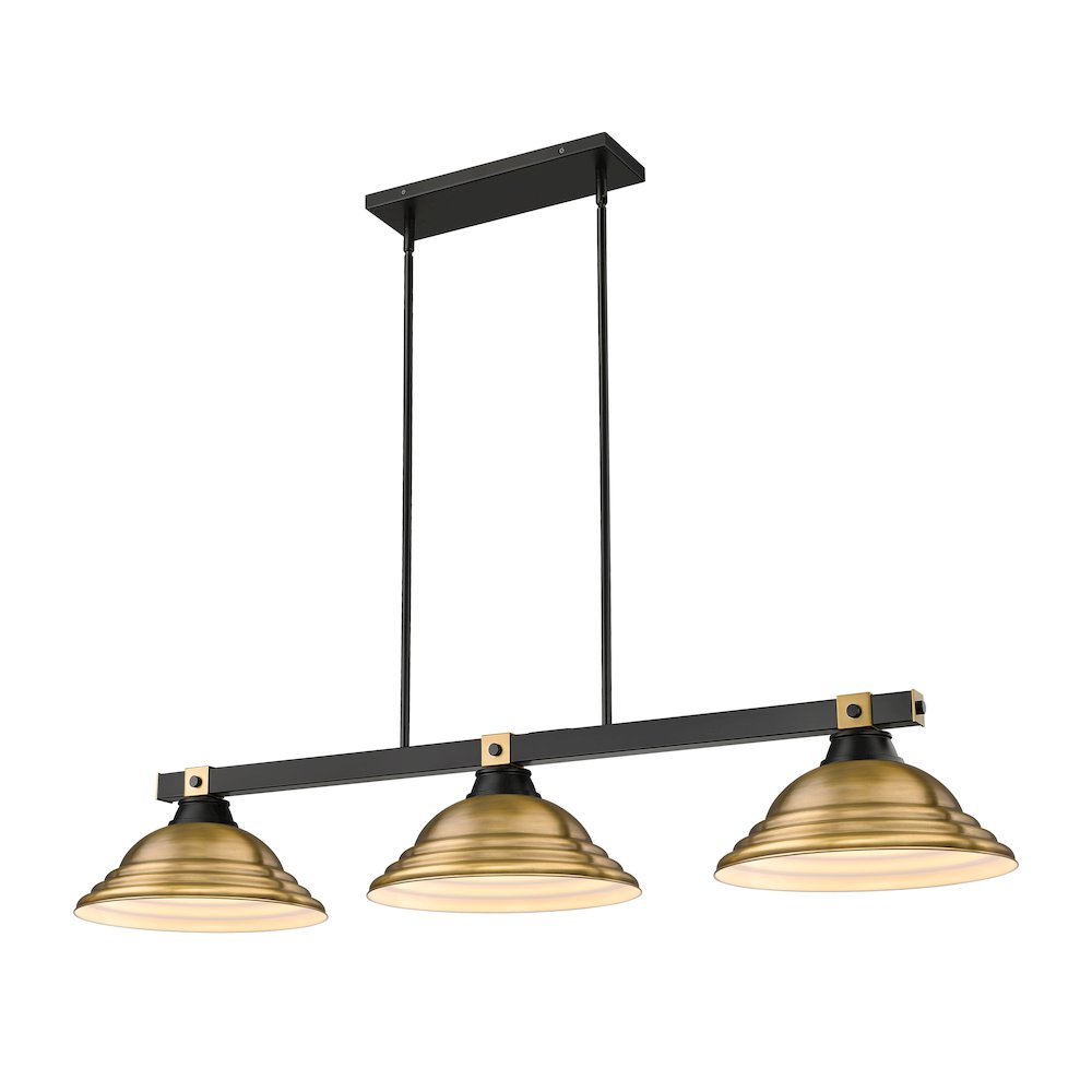 Z-Lite Bronte 3 Light Billiard, Steel Frame, Rubbed Brass Shade Color