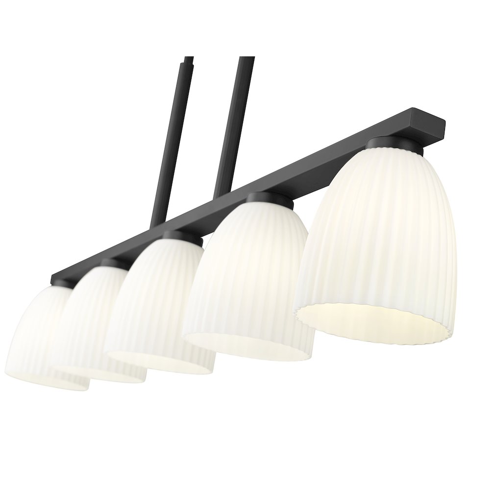 Z-Lite Naya 5 Light Linear Chandelier in Matte Black color, Steel frame
