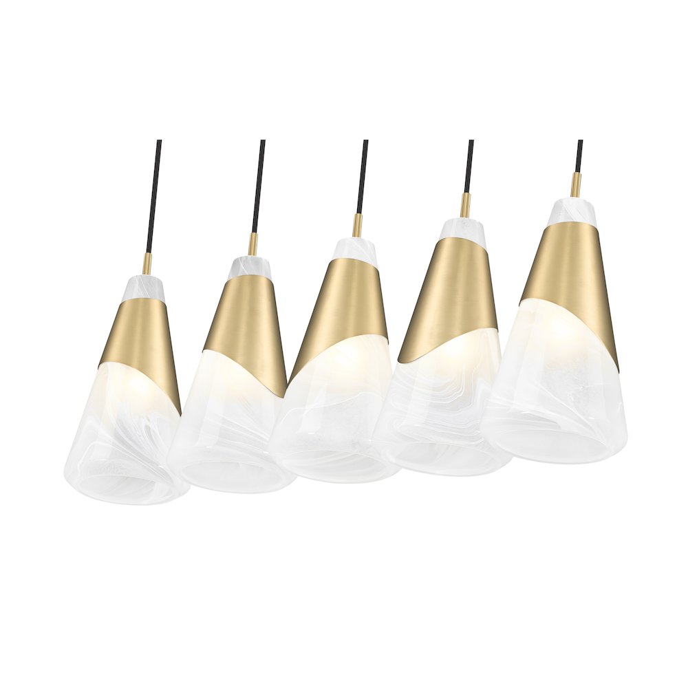 Z-Lite Aimie 5 Light Linear Chandelier, Modern Gold