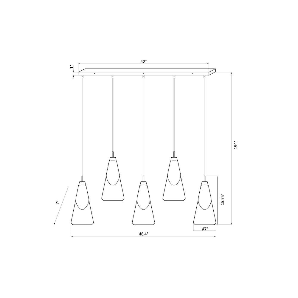 Z-Lite Aimie 5 Light Linear Chandelier, Modern Gold
