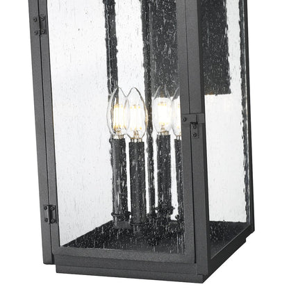 Z-Lite Hartwell 4 Light Outdoor Wall Light in Sand Black color, Aluminum frame