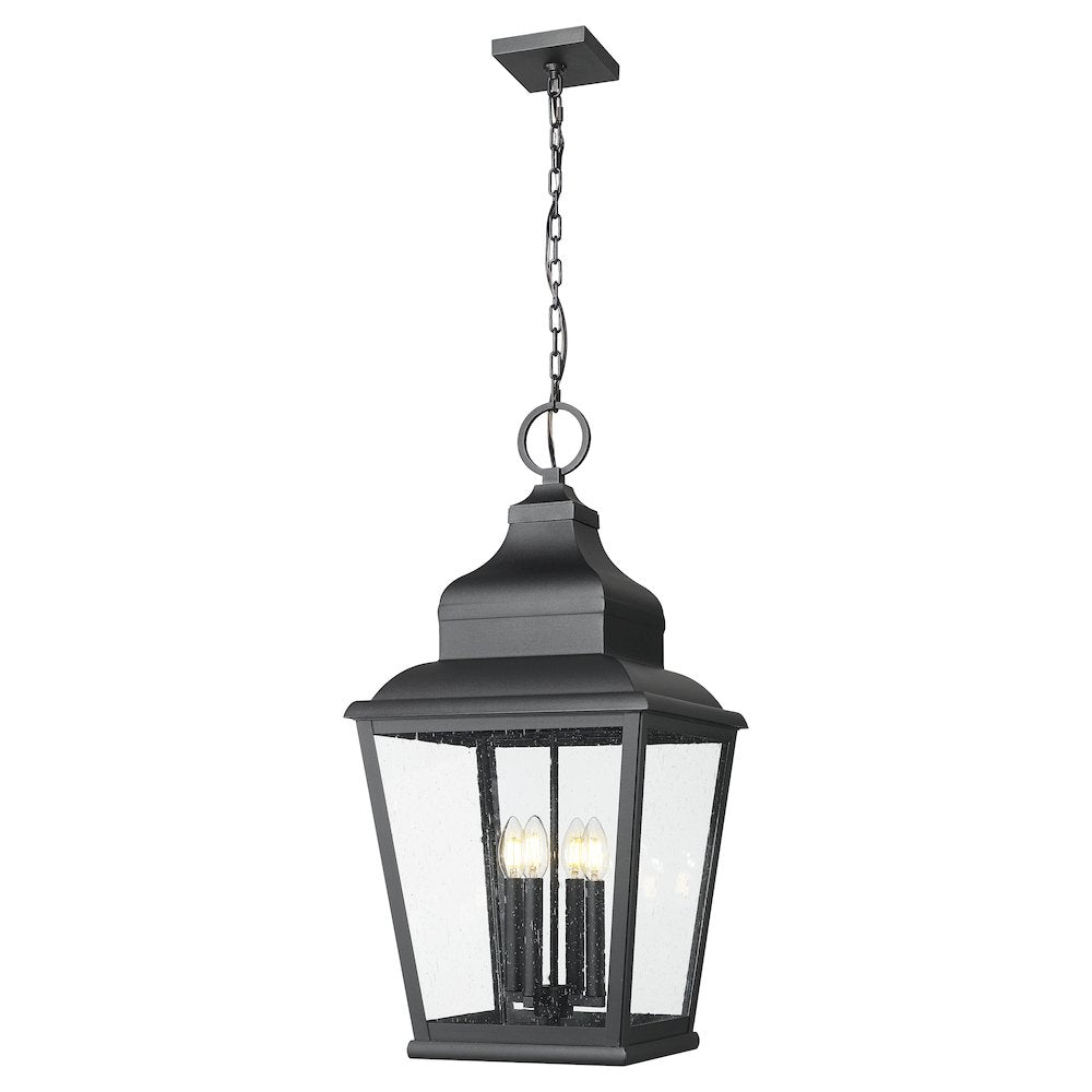 Z-Lite 4 Light Outdoor Chain Mount Ceiling Fixture, Sand Black