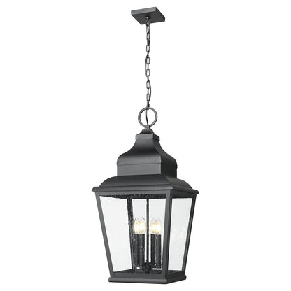 Z-Lite 4 Light Outdoor Chain Mount Ceiling Fixture, Sand Black