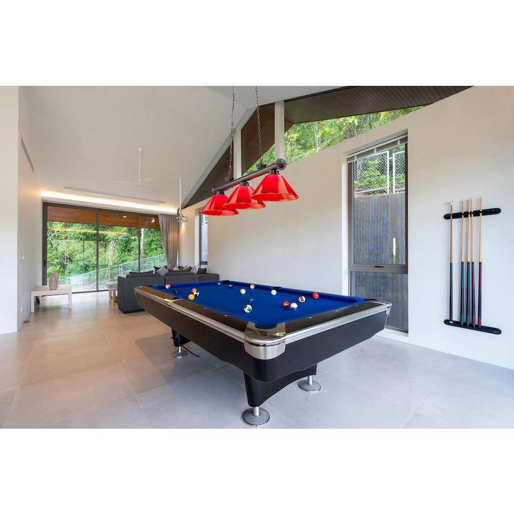 Z-Lite Cordon 3 Light Billiard, Steel Frame, Red Shade Color