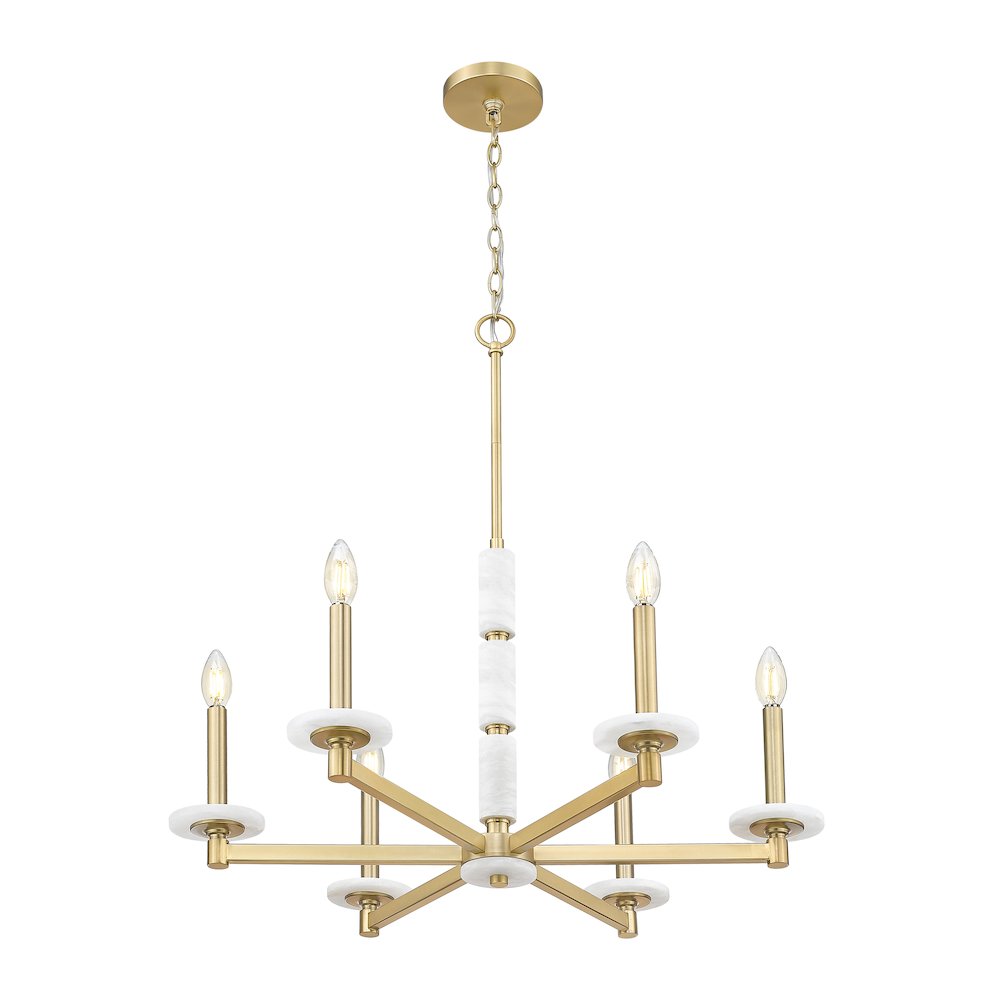 Z-Lite Kaden 6 Light Chandelier in Modern Gold color, Steel frame