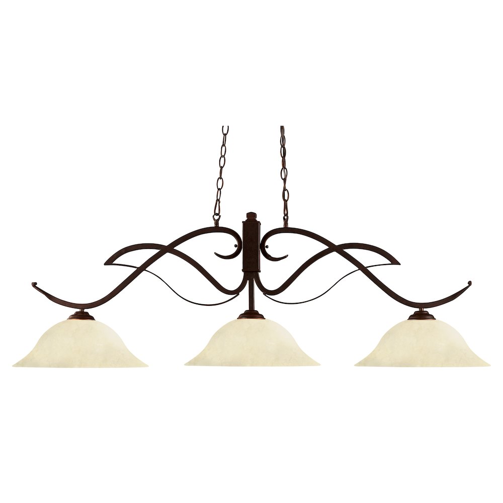 Z-Lite Phoenix 3 Light Billiard, Steel Frame, Golden Mottle Shade Color