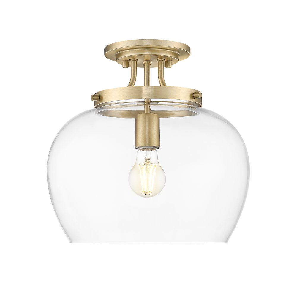 Z-Lite 1 Light Semi Flush Mount, Burnished Brass