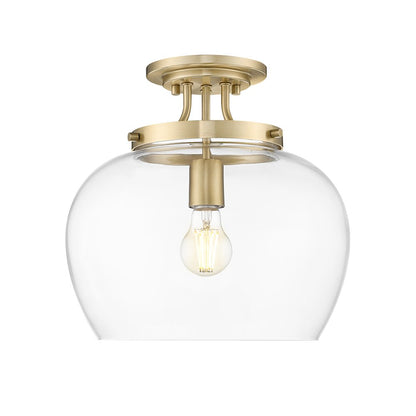 Z-Lite 1 Light Semi Flush Mount, Burnished Brass