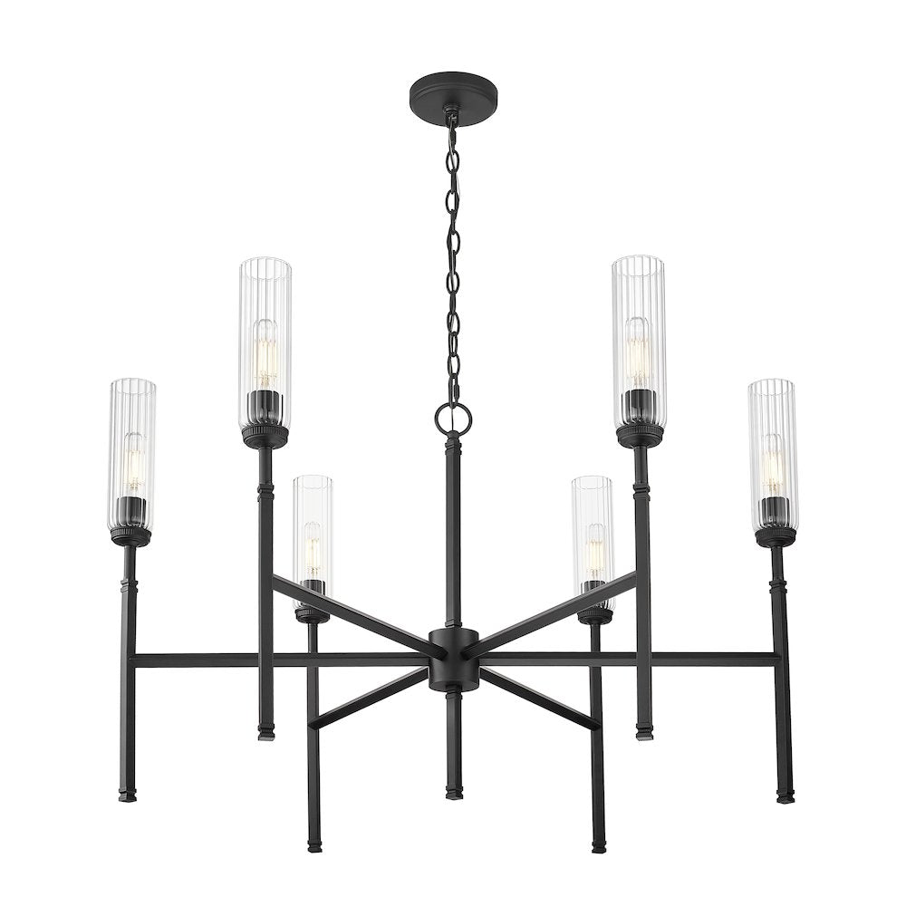 Z-Lite 6 Light Chandelier, Matte Black