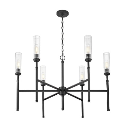 Z-Lite 6 Light Chandelier, Matte Black