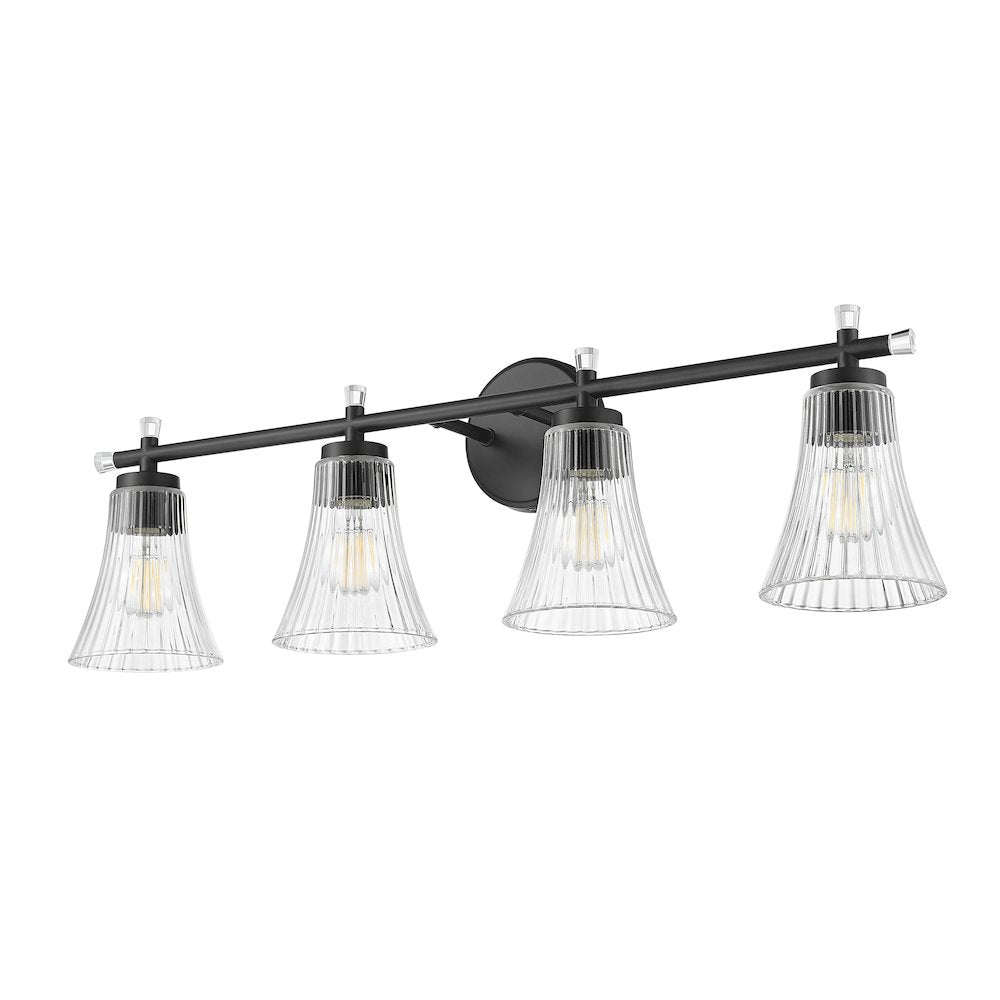 Z-Lite Belle 4 Light Vanity in Matte Black color, Steel frame