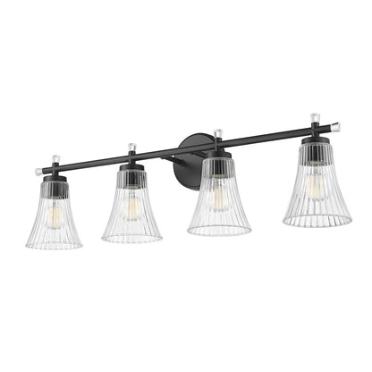 Z-Lite Belle 4 Light Vanity in Matte Black color, Steel frame