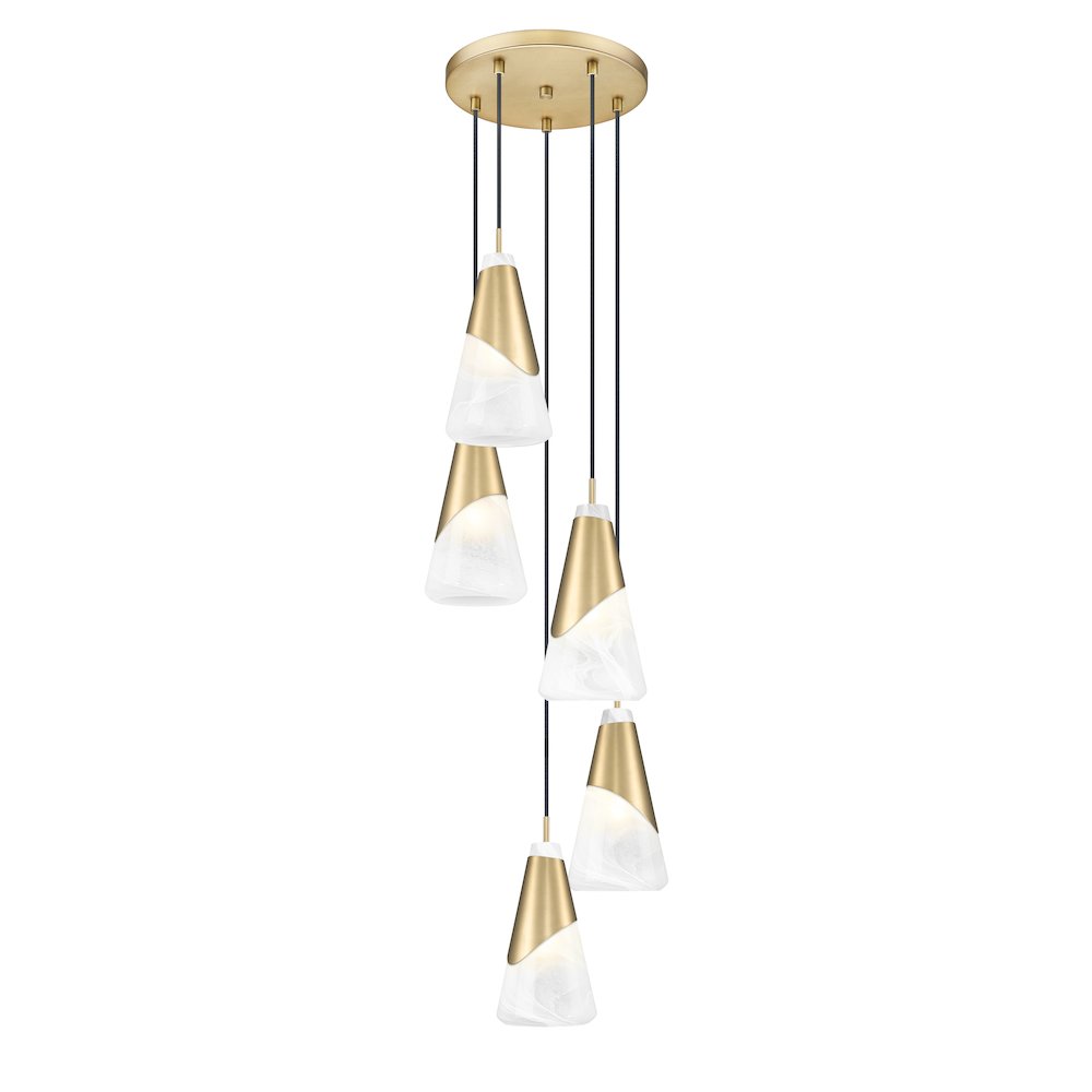 Z-Lite Aimie 5 Light Chandelier, Modern Gold