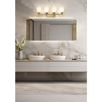Z-Lite Oren 4 Light Vanity in Modern Gold color, Steel frame