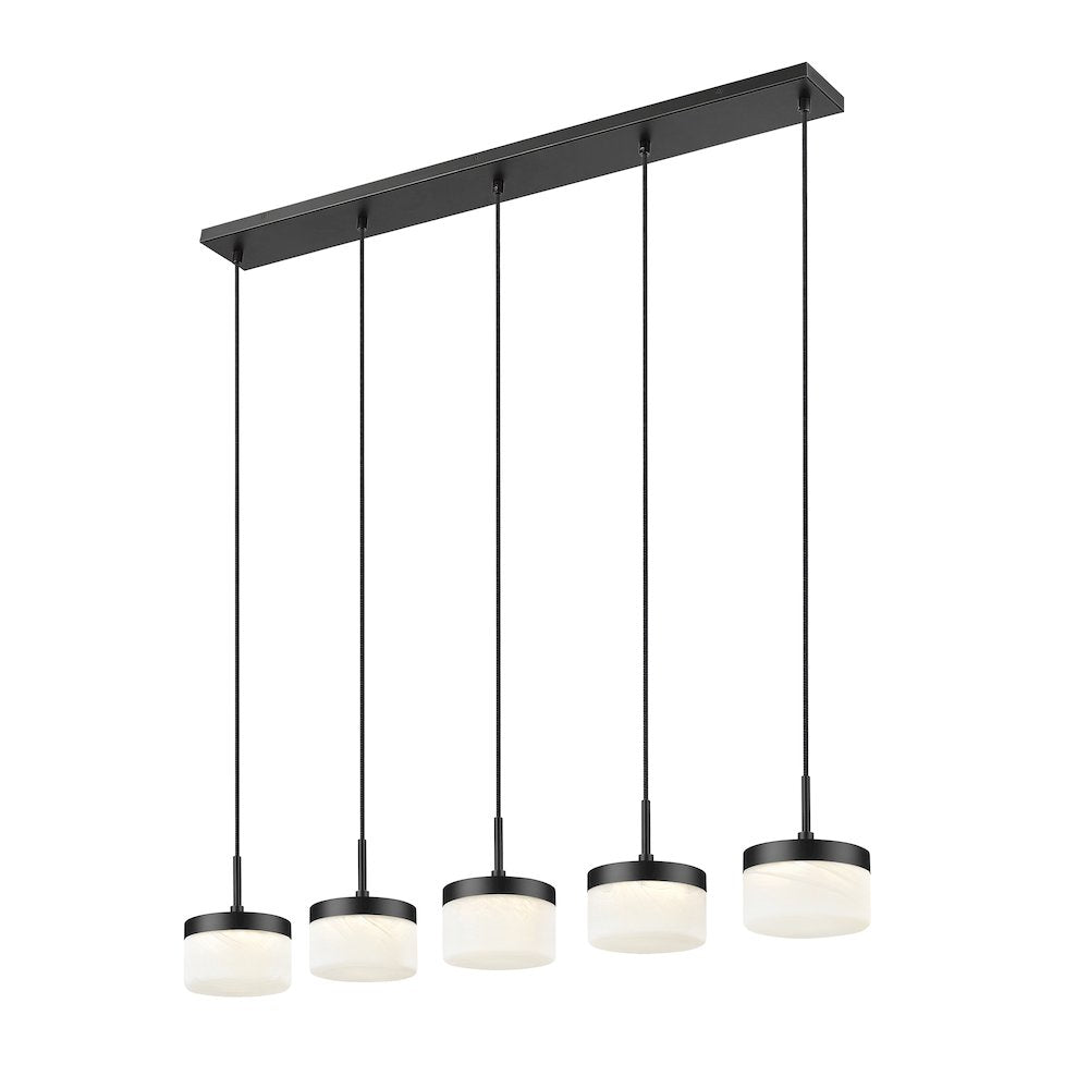 Z-Lite 5 Light Linear Chandelier, Matte Black