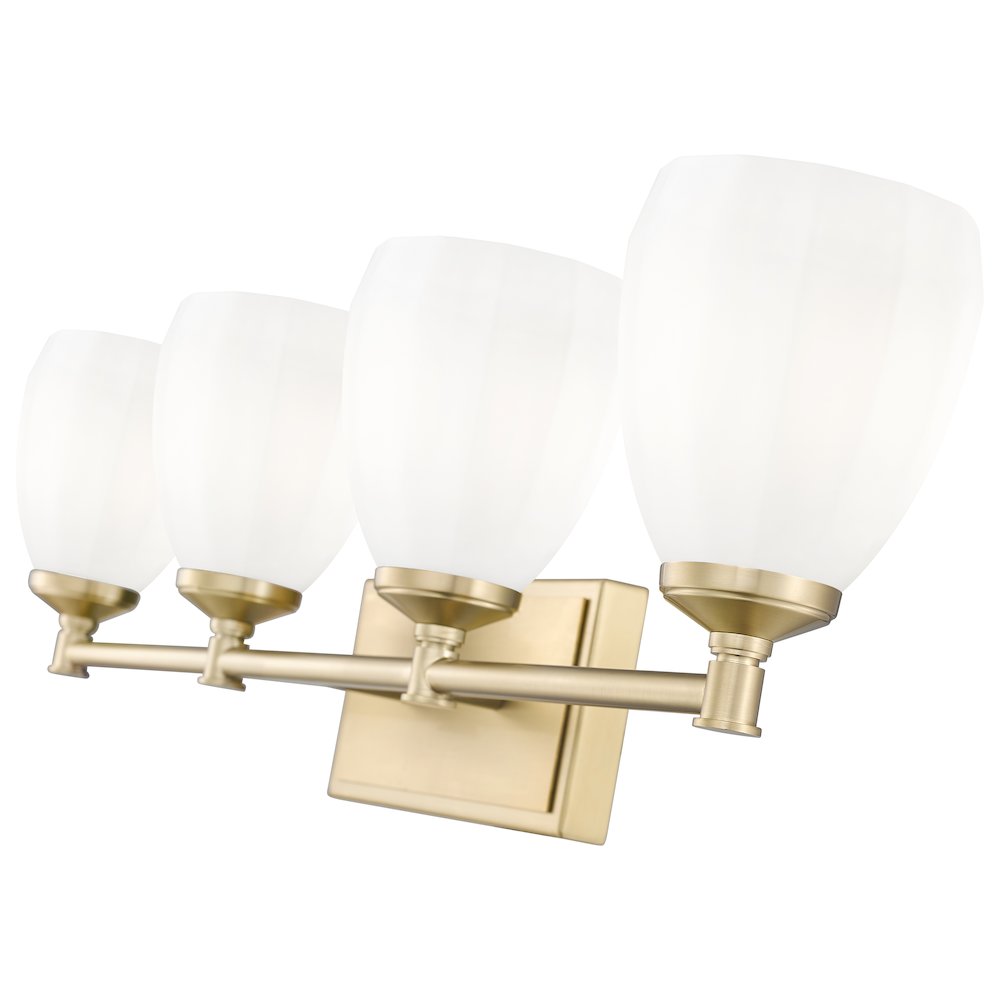 Z-Lite Oren 4 Light Vanity in Modern Gold color, Steel frame