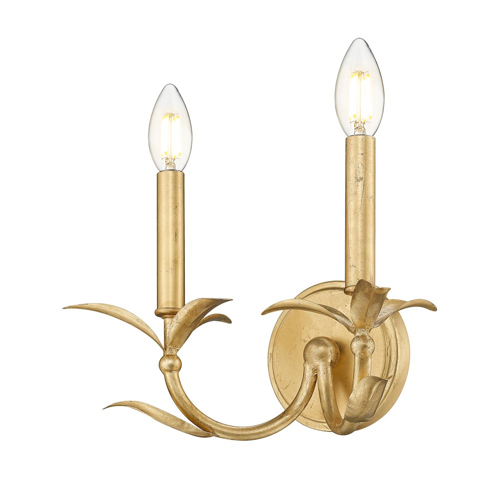 Z-Lite 2 Light Wall Sconce, Gold Leaf