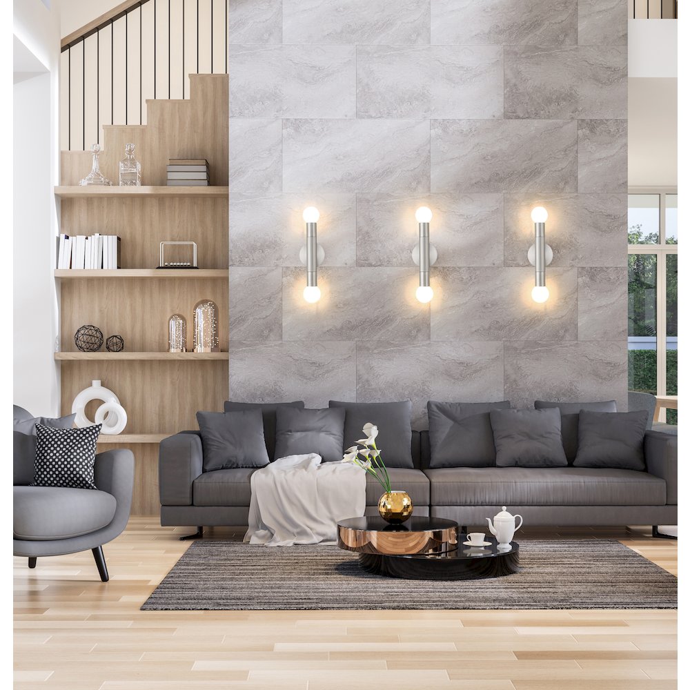 Z-Lite Stari 2 Light Wall Sconce in Brushed Nickel color, Steel frame