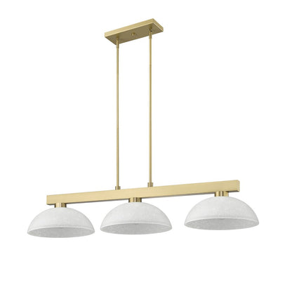 Z-Lite Cobalt 3 Light Billiard, Steel Frame, White Linen Shade Color