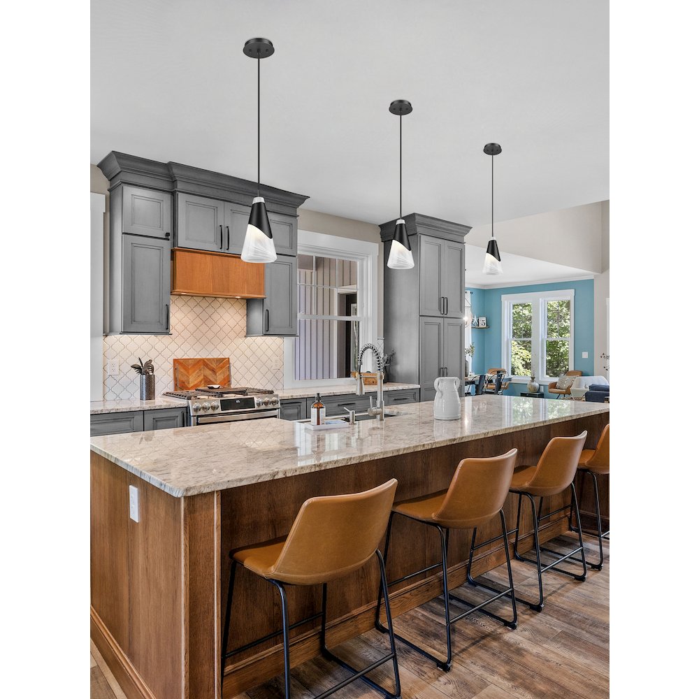 Z-Lite Aimie 1 Light Pendant, Matte Black
