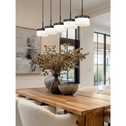 Z-Lite 5 Light Linear Chandelier, Matte Black