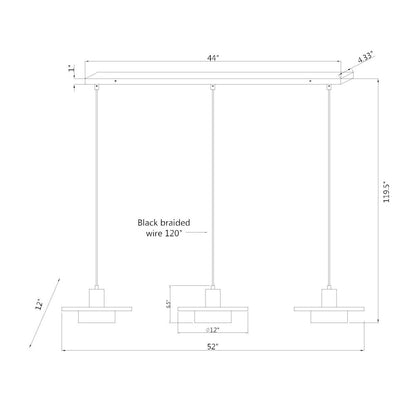 Z-Lite 3 Light Linear Chandelier, Matte Black + Modern Gold