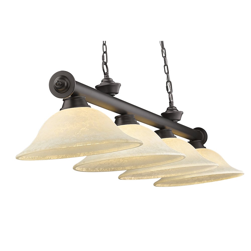 Z-Lite Cordon 4 Light Billiard, Steel Frame, Golden Mottle Shade Color