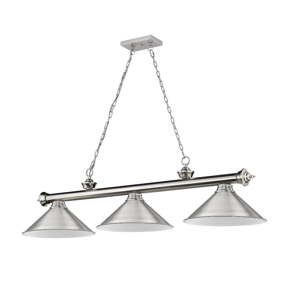 Z-Lite Cordon 3 Light Billiard, Steel Frame, Brushed Nickel Shade Color