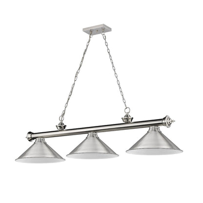 Z-Lite Cordon 3 Light Billiard, Steel Frame, Brushed Nickel Shade Color